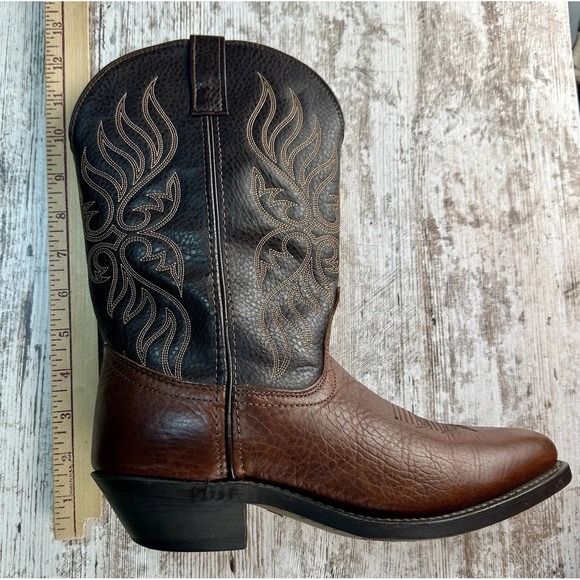 LAREDO Lea Vamp Fox Western Cowgirl Boots Women's 9.5M Brown Leather Barn Horses - Picture 11 of 13